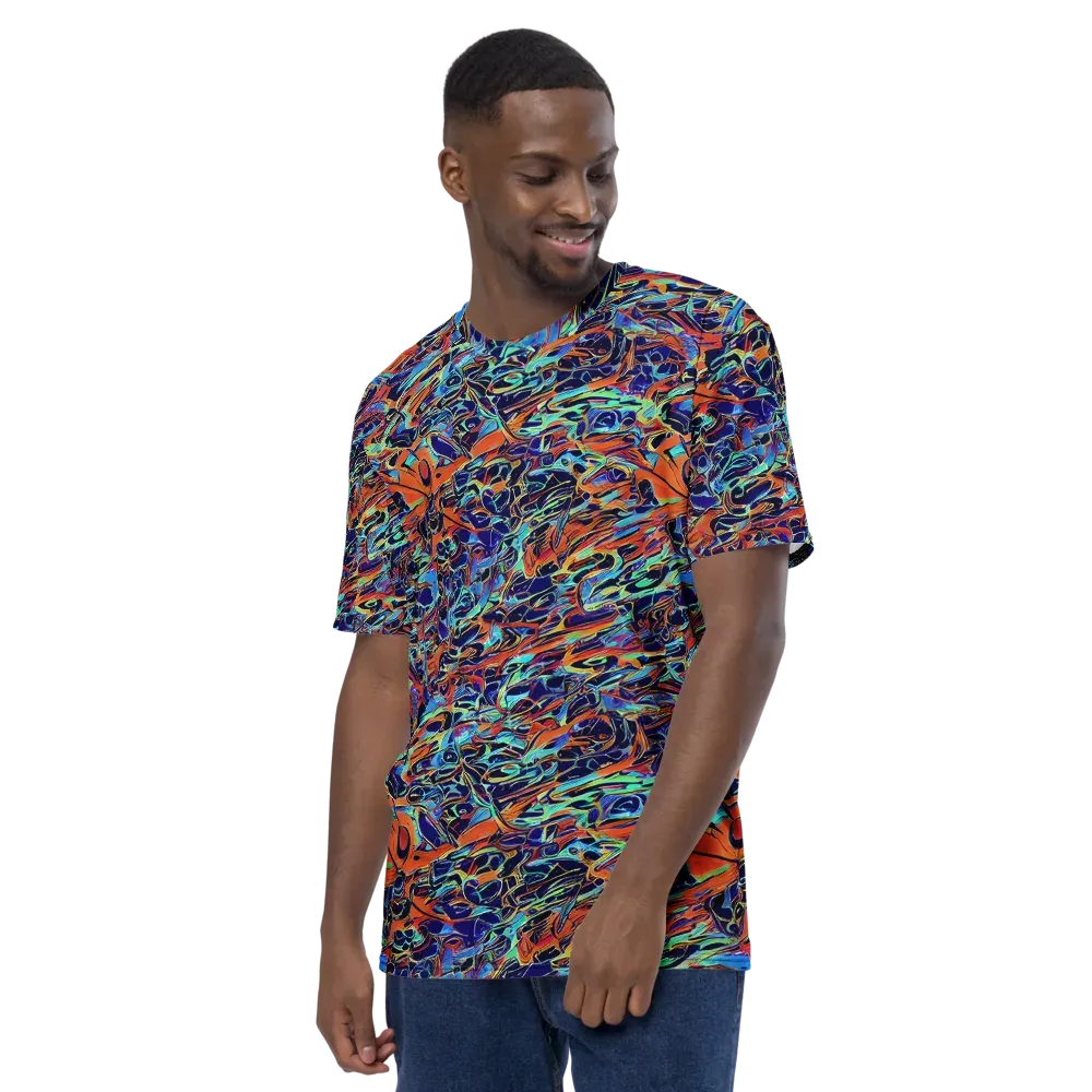 Tangerine Koi on Men's Crew Neck T-Shirt — Left