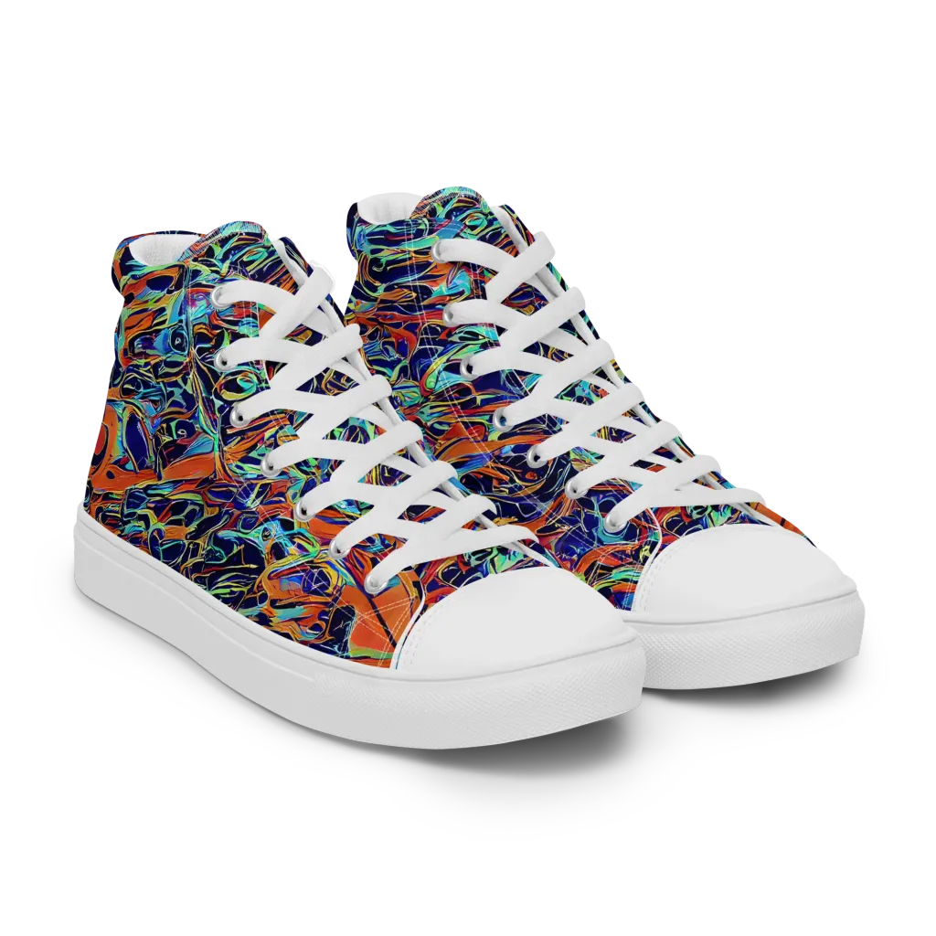 Tangerine Koi on Men's High Top Canvas Shoes — Right Front
