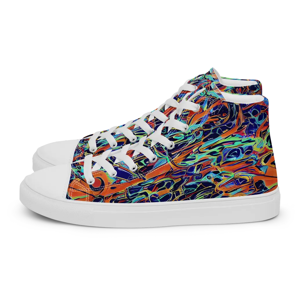 Tangerine Koi on Men's High Top Canvas Shoes — Left