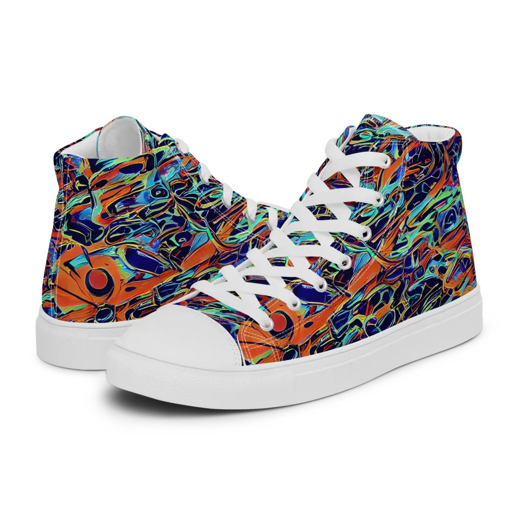 Tangerine Koi on Men's High Top Canvas Shoes — Left