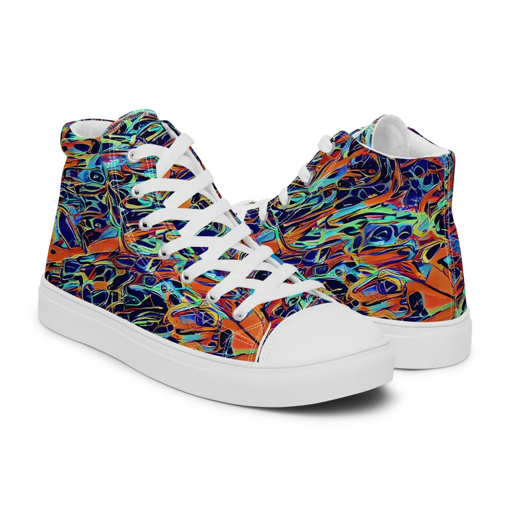 Tangerine Koi on Men's High Top Canvas Shoes — Right