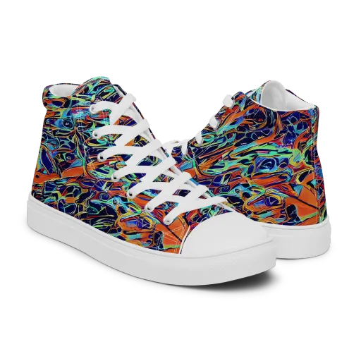 Tangerine Koi on a Men's High Top Canvas Shoes
