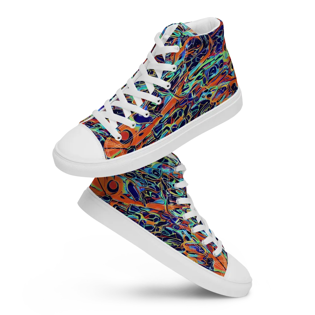 Tangerine Koi on Men's High Top Canvas Shoes — Front