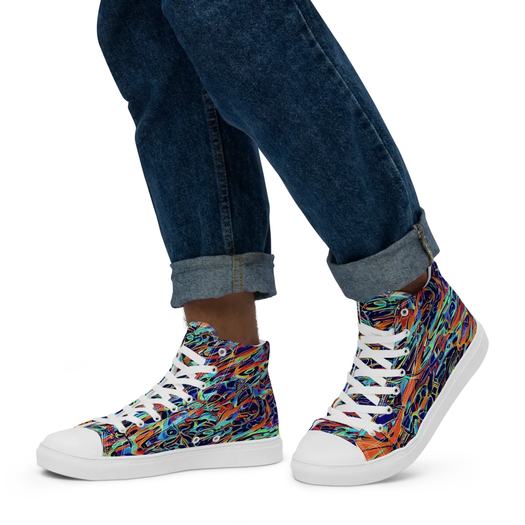 Tangerine Koi on Men's High Top Canvas Shoes — Left