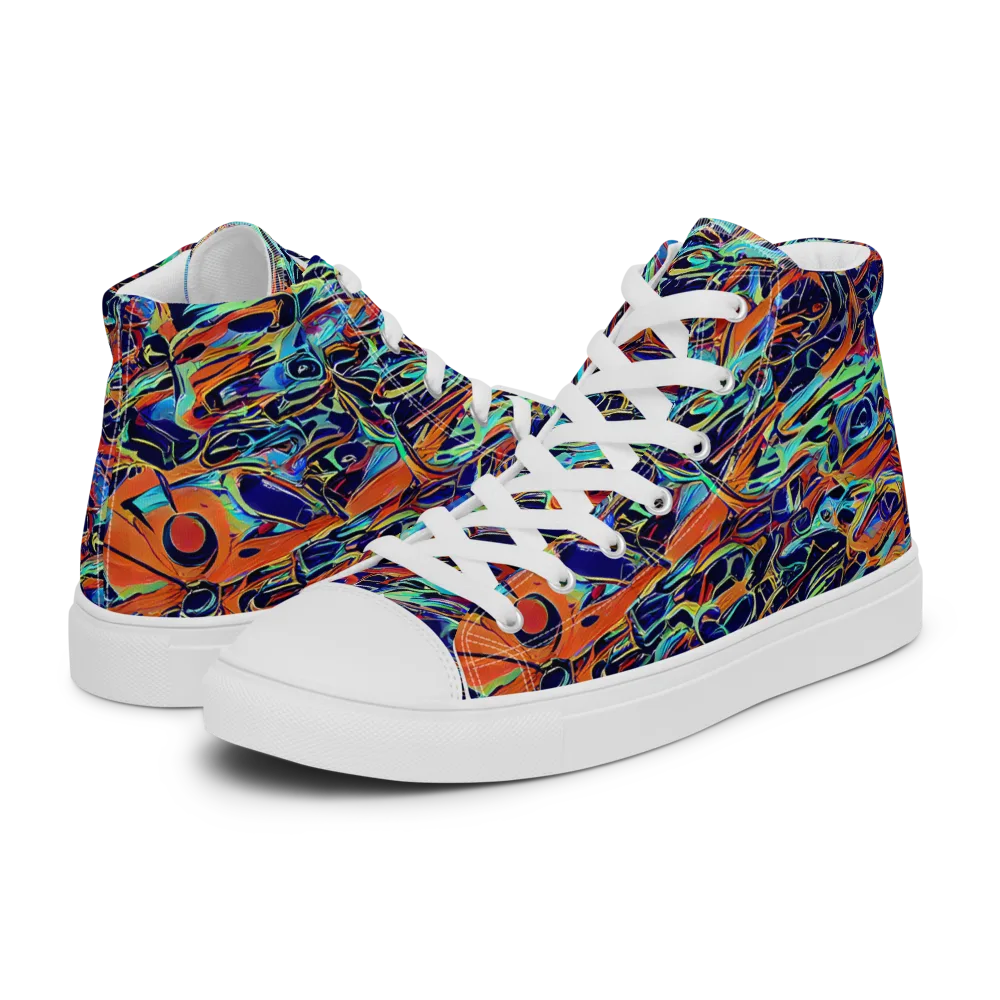 Tangerine Koi on Women's High Top Canvas Shoes — Left