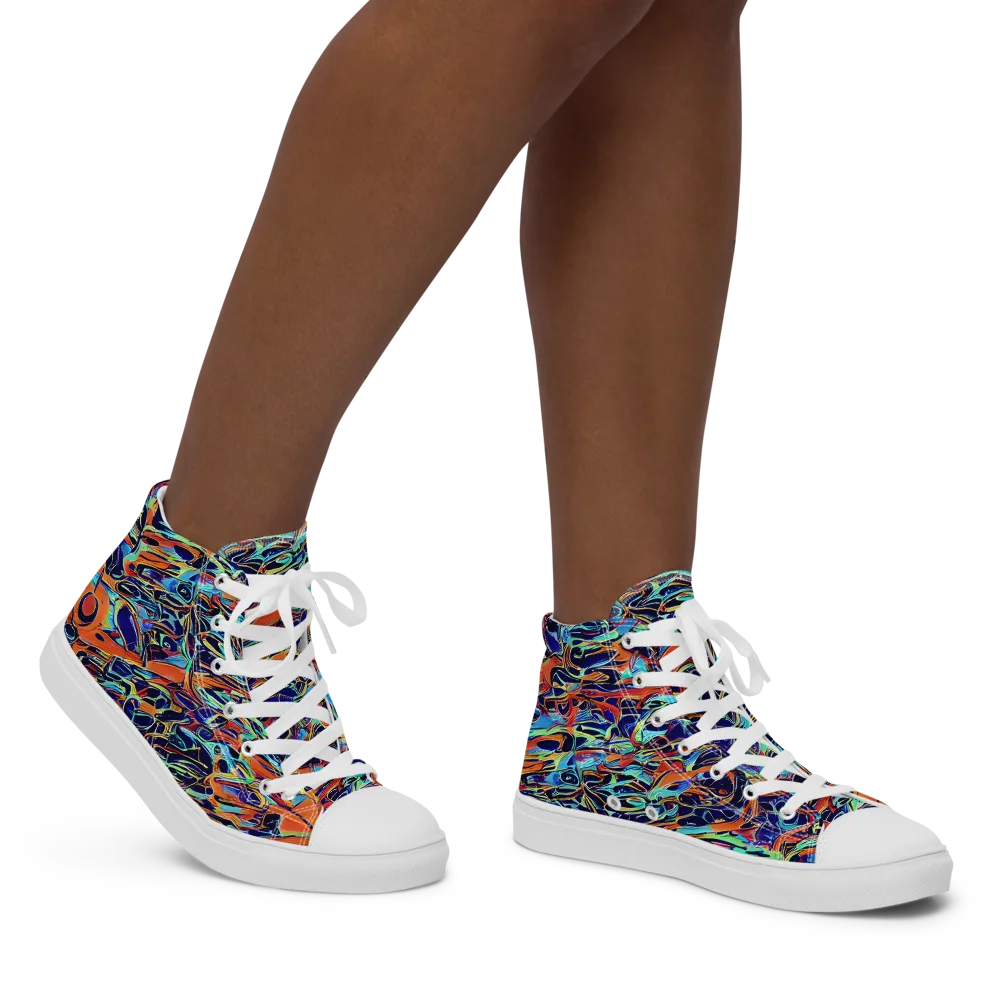 Tangerine Koi on Women's High Top Canvas Shoes — Right