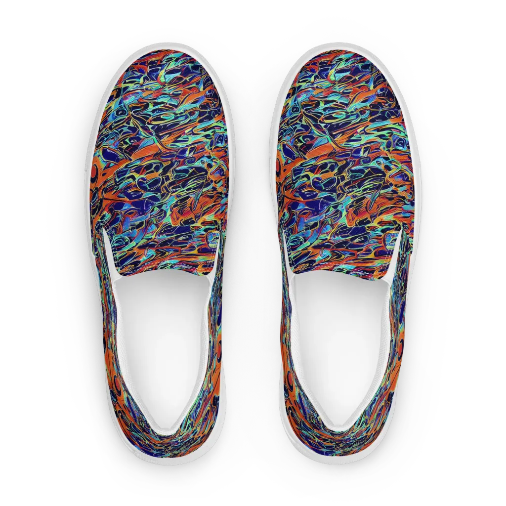 Tangerine Koi on Men's Slip-On Canvas Shoes — Front