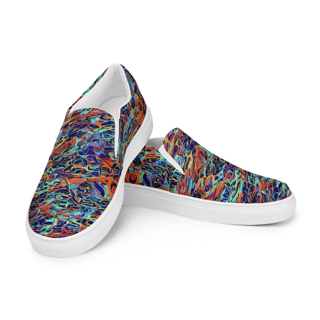 Tangerine Koi on Men's Slip-On Canvas Shoes — Left Front