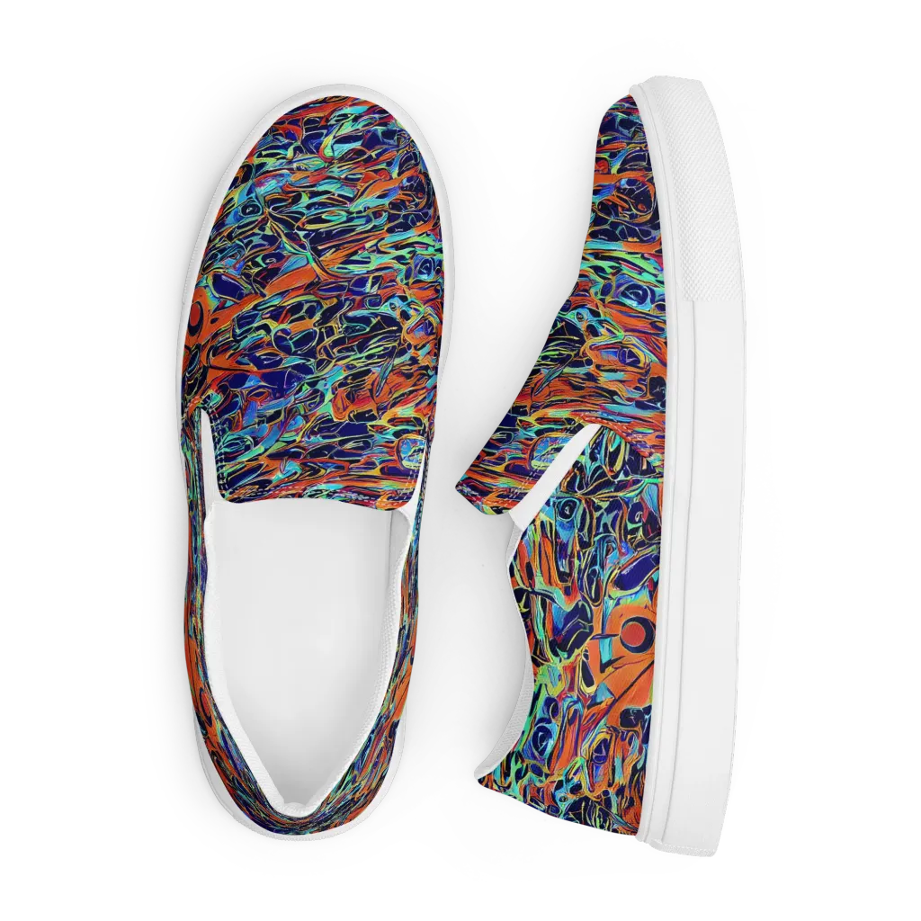 Tangerine Koi on Men's Slip-On Canvas Shoes — Front