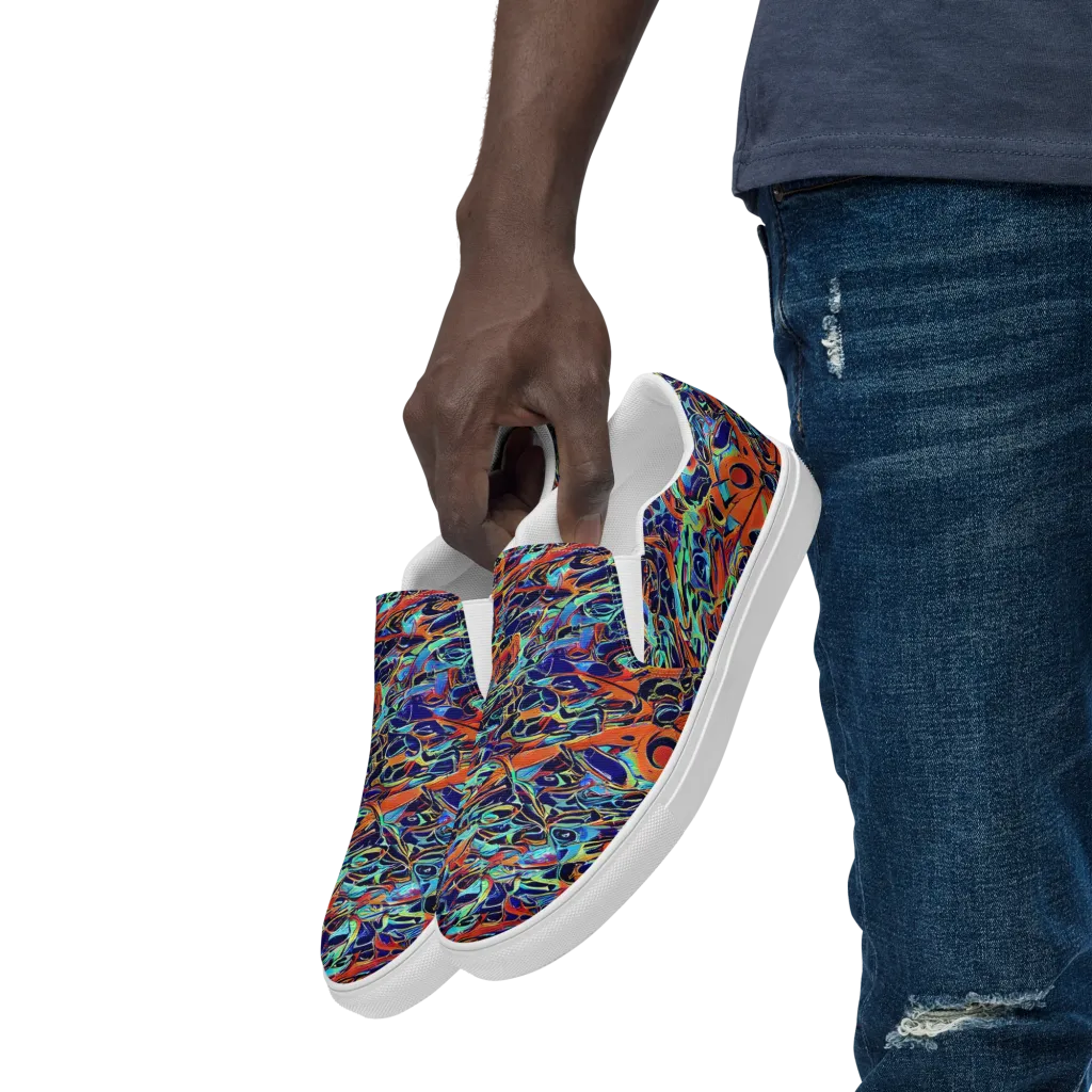 Tangerine Koi on Men's Slip-On Canvas Shoes — Left Front