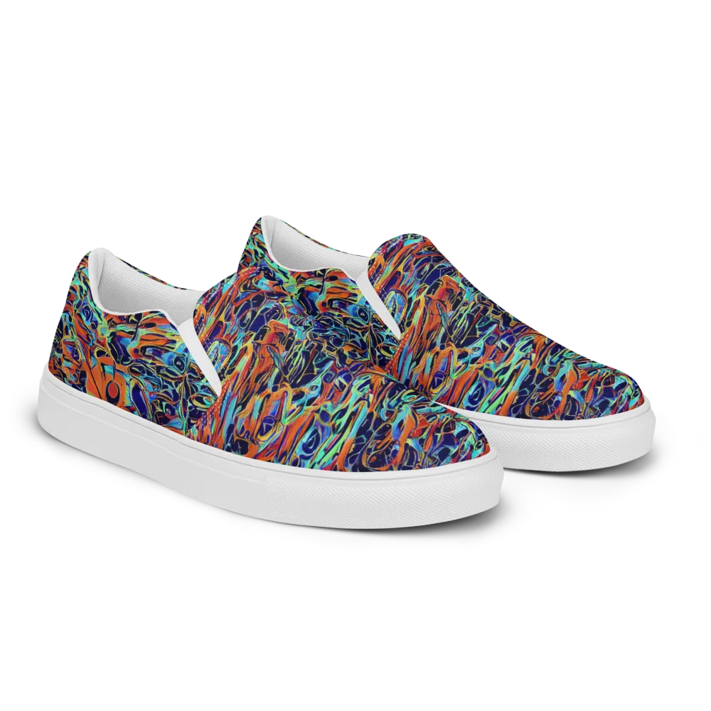 Tangerine Koi on Women's Slip-On Canvas Shoes — Right Front