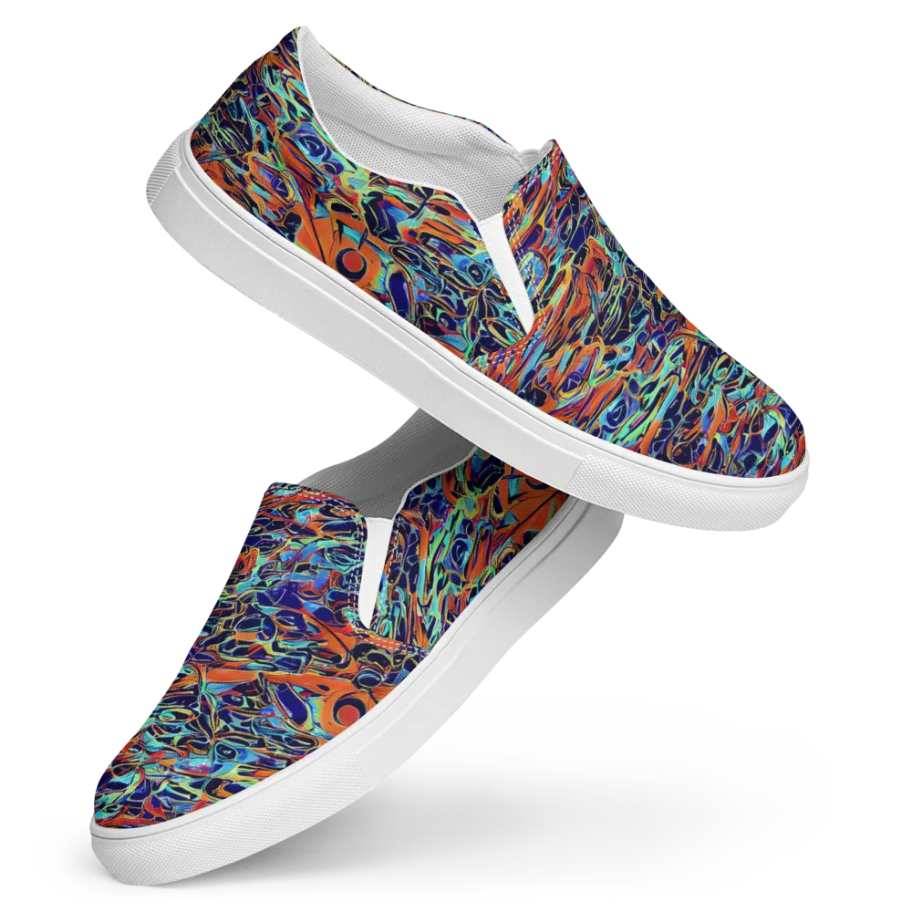 Tangerine Koi on Women's Slip-On Canvas Shoes — Front