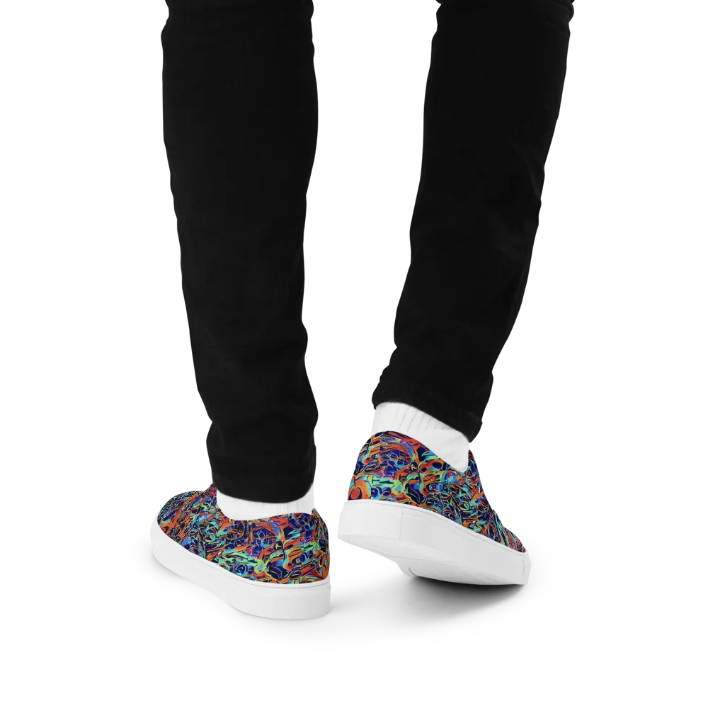 Tangerine Koi on Men's Lace-Up Canvas Shoes — Back