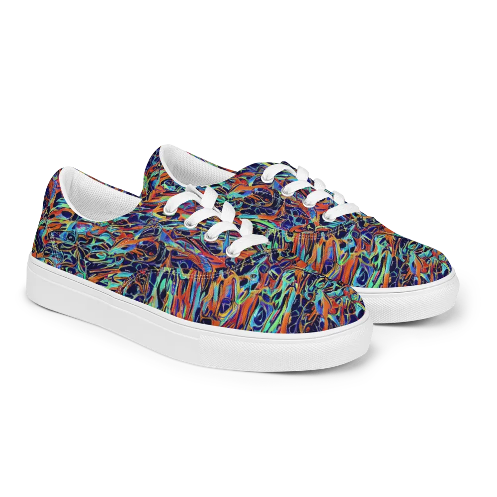 Tangerine Koi on Men's Lace-Up Canvas Shoes — Right Front