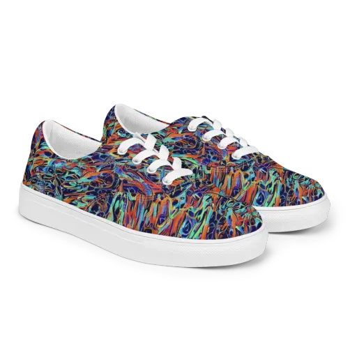 Tangerine Koi on a Men's Lace-Up Canvas Shoes