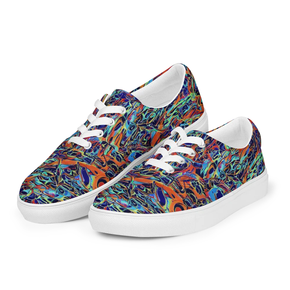 Tangerine Koi on Men's Lace-Up Canvas Shoes — Left Front