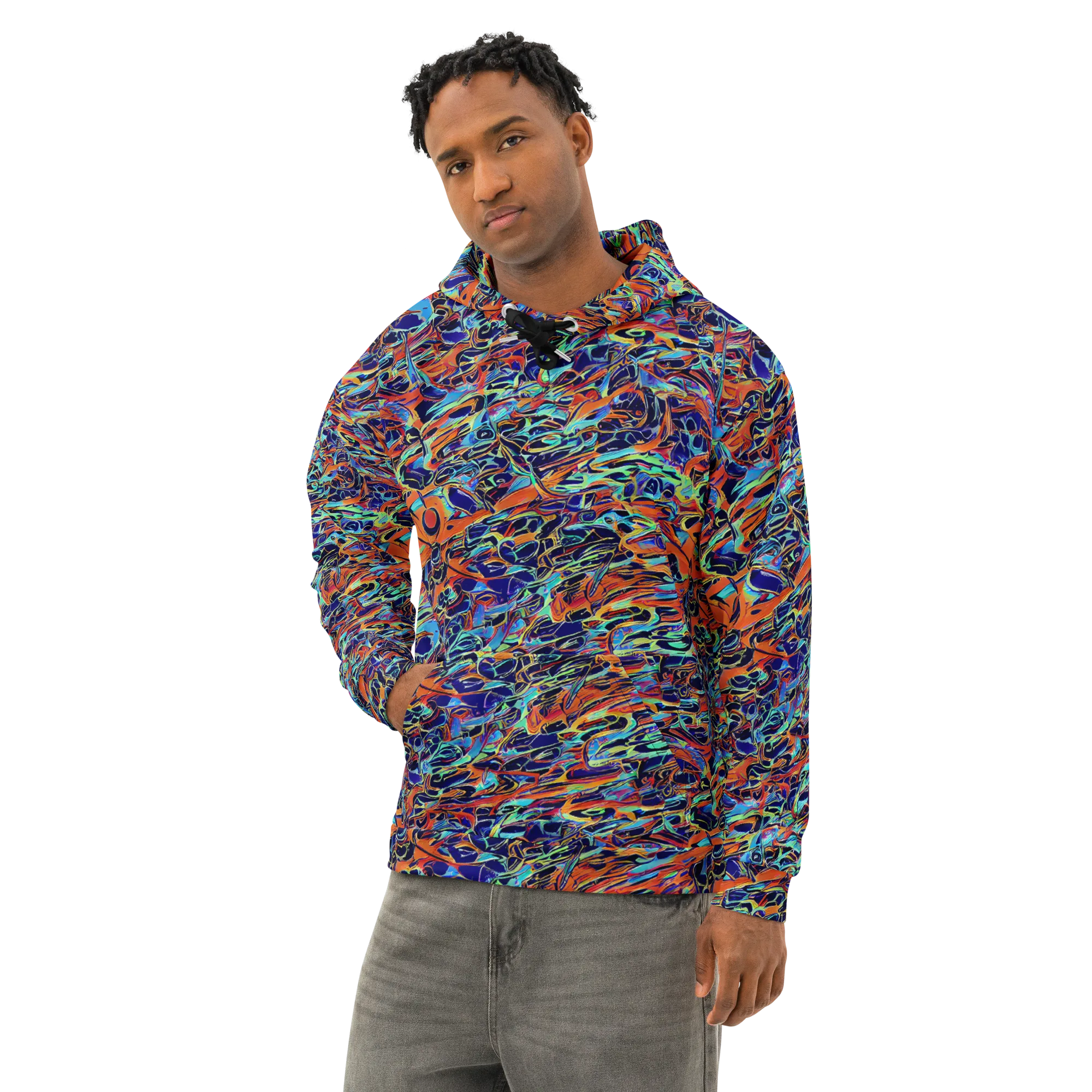 Tangerine Koi on Cotton Hoodie — Left Front