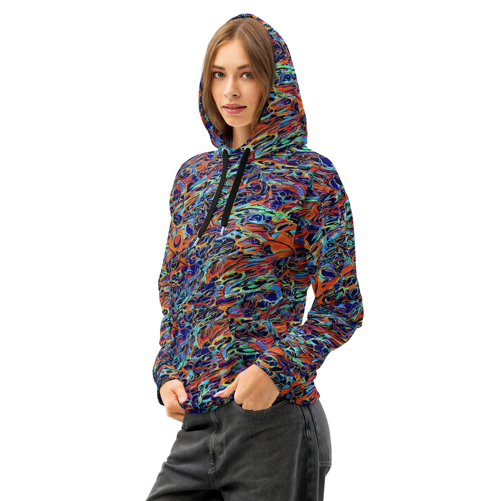 Tangerine Koi on Cotton Hoodie — Left Front