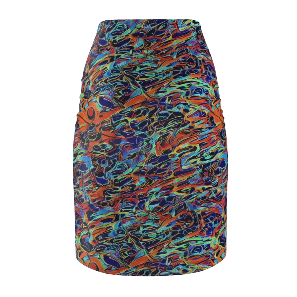 Tangerine Koi on Pencil Skirt — Back