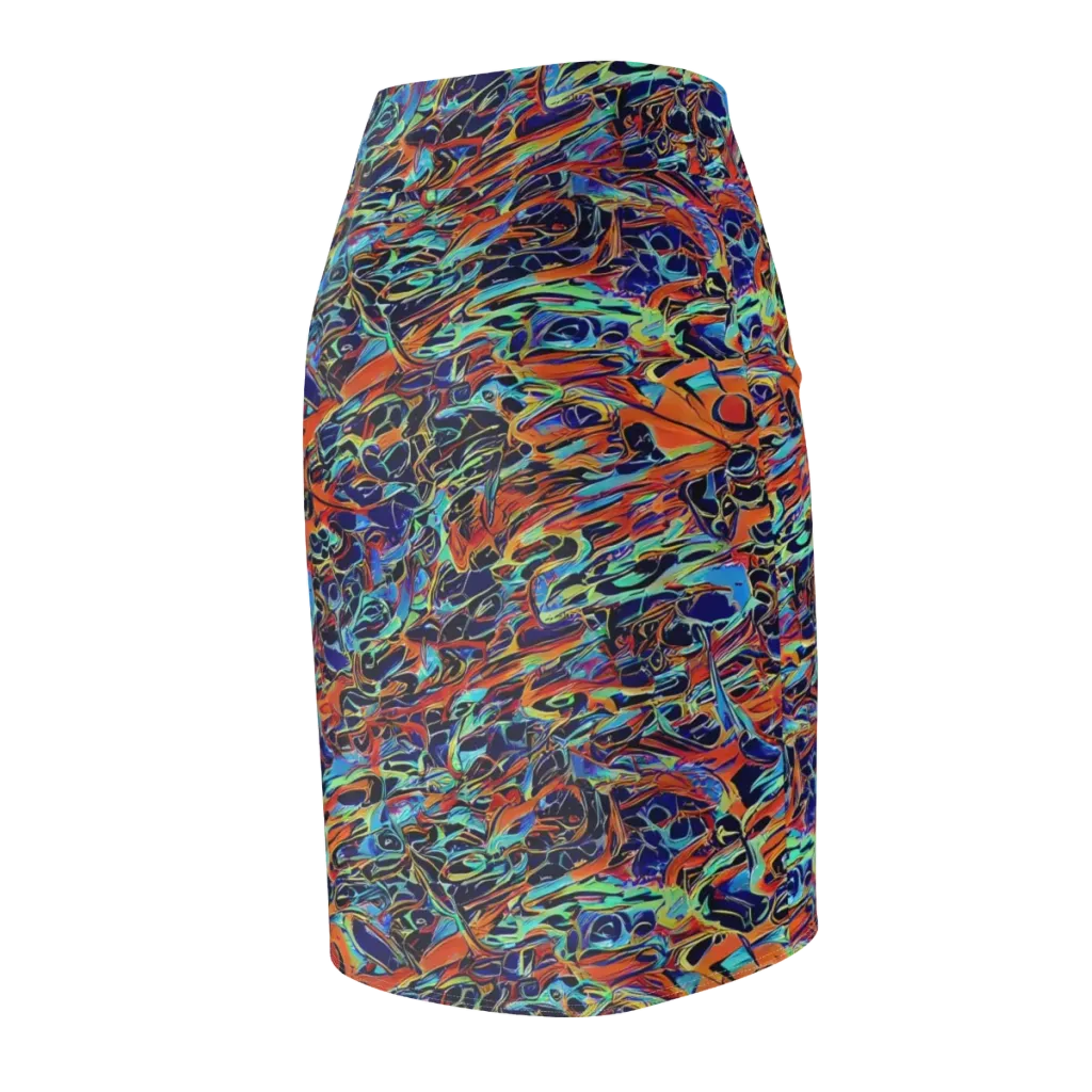 Tangerine Koi on Pencil Skirt — Back Side