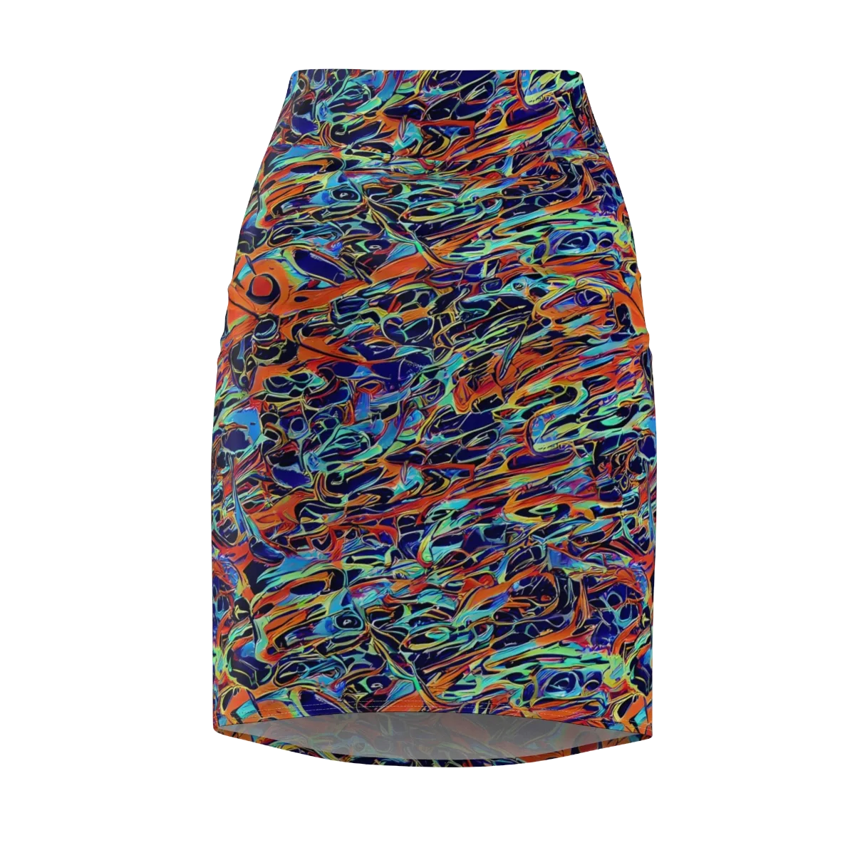 Tangerine Koi on Pencil Skirt — Front