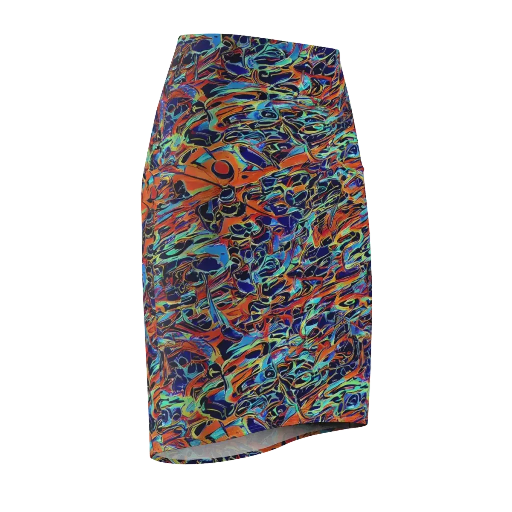 Tangerine Koi on Pencil Skirt — Front Side