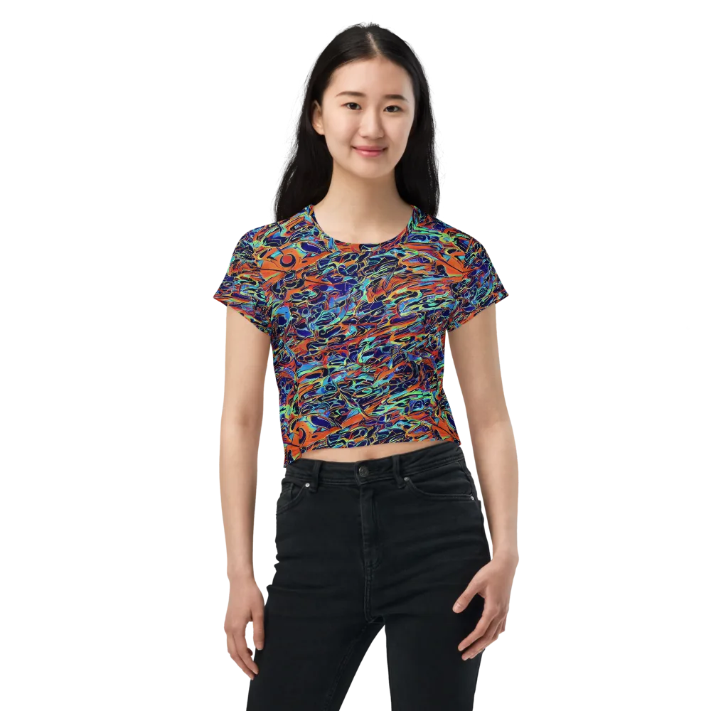 Tangerine Koi on Crop Tee — Front