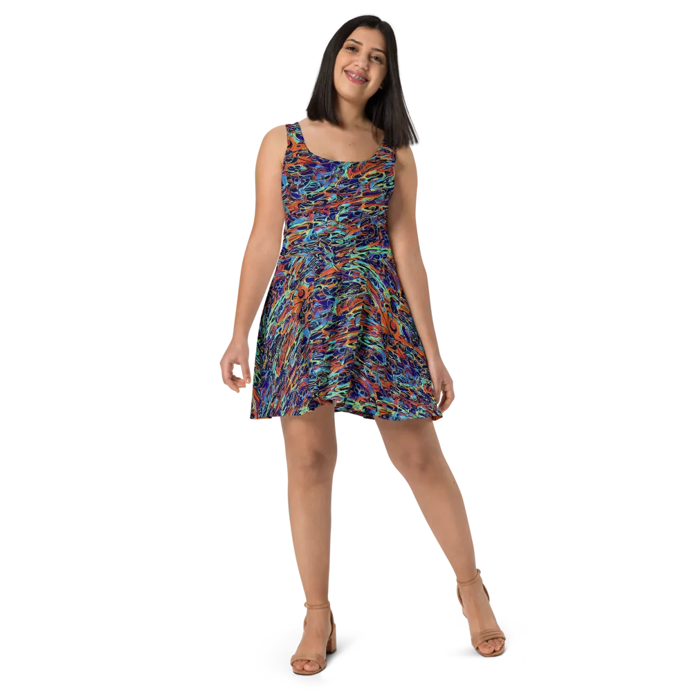 Tangerine Koi on Skater Dress — Front