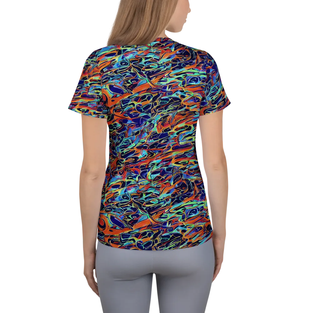 Tangerine Koi on Women's Athletic T-Shirt — Back