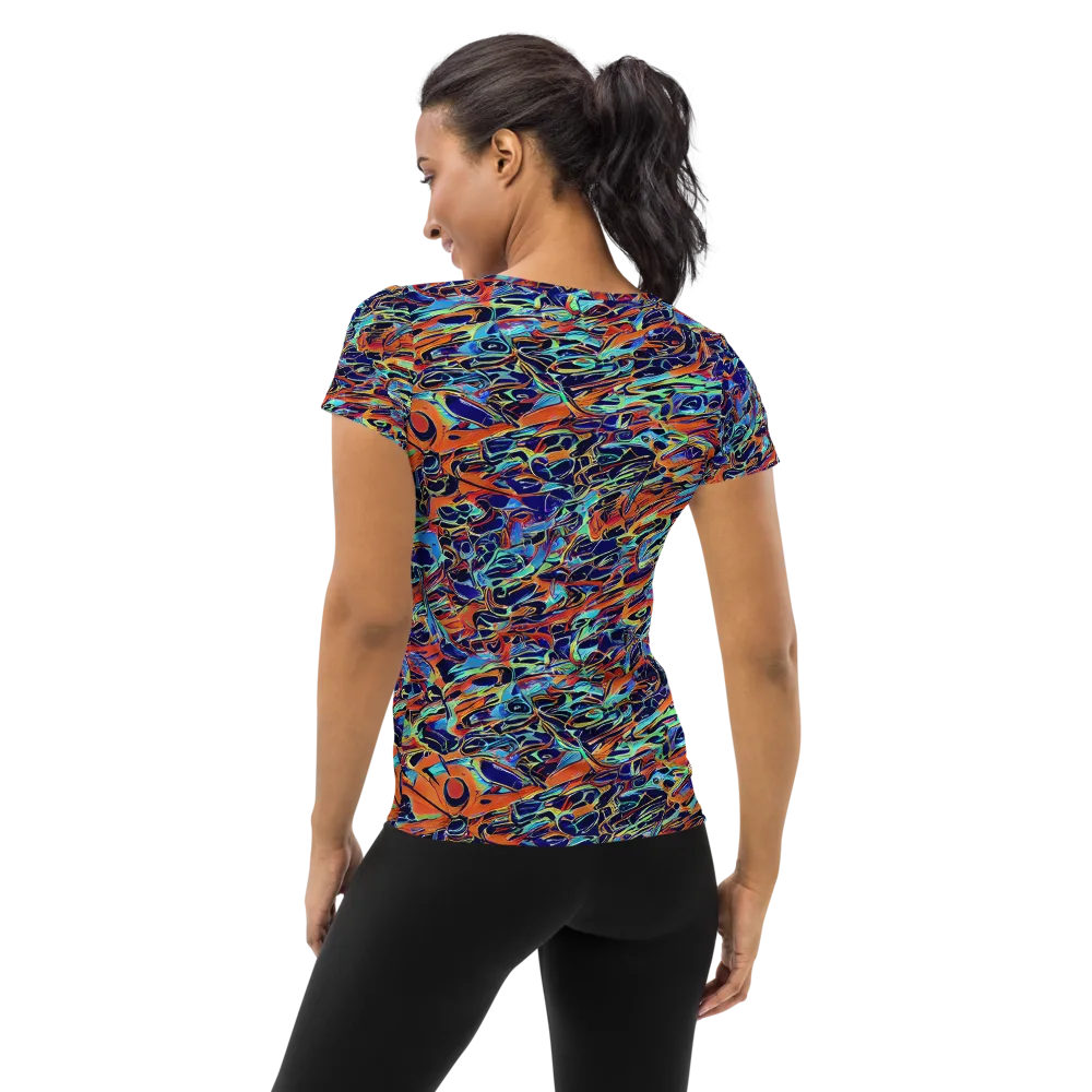 Tangerine Koi on Women's Athletic T-Shirt — Back