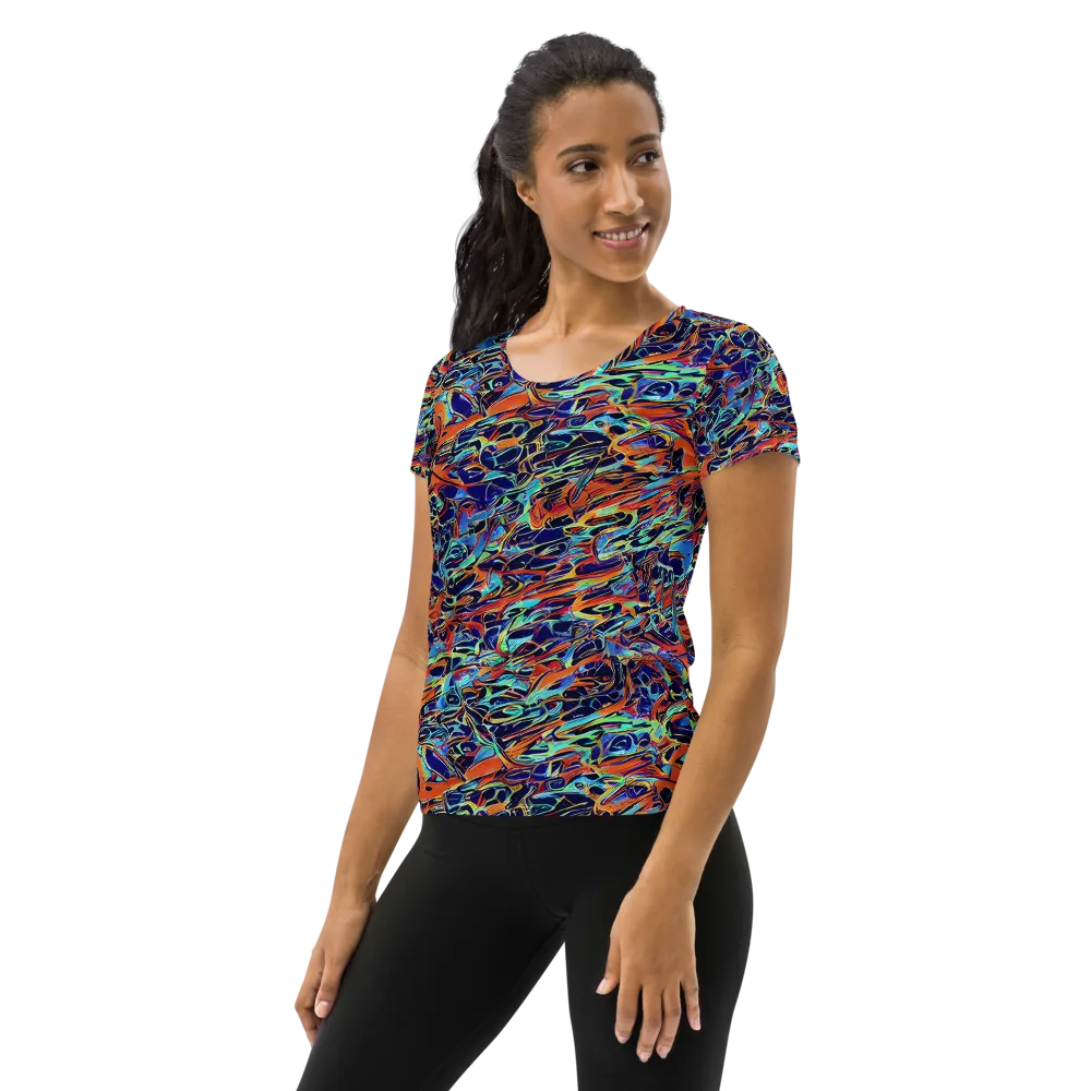 Tangerine Koi on Women's Athletic T-Shirt — Left