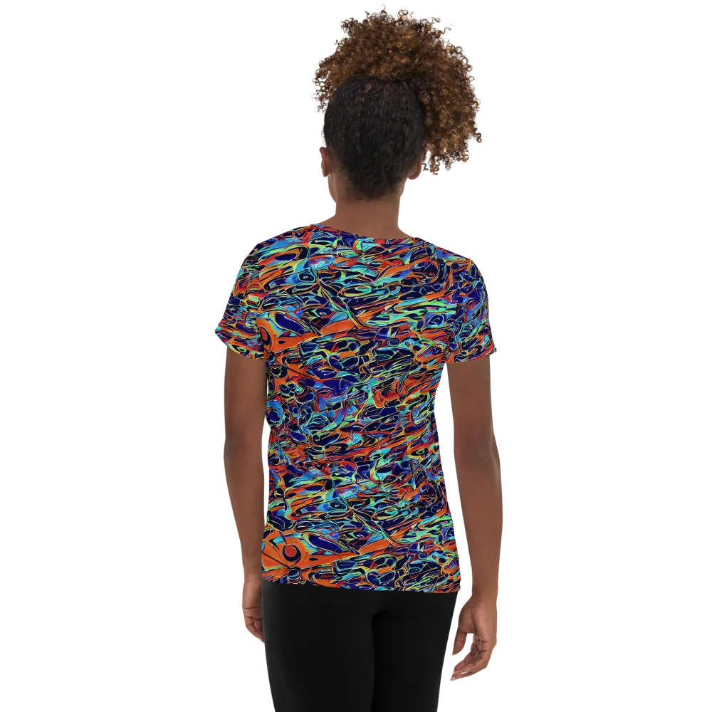 Tangerine Koi on Women's Athletic T-Shirt — Back