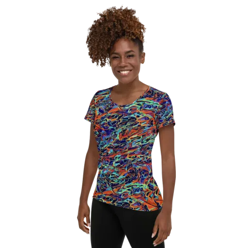 Tangerine Koi on a Women's Athletic T-Shirt