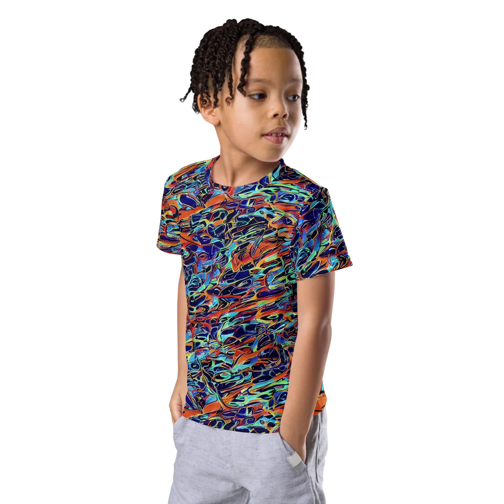 Tangerine Koi on Kids Crew Neck T-Shirt — Left Front
