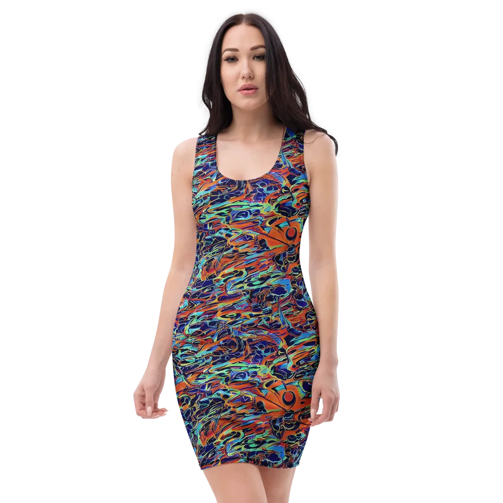 Tangerine Koi on Bodycon Dress — Front