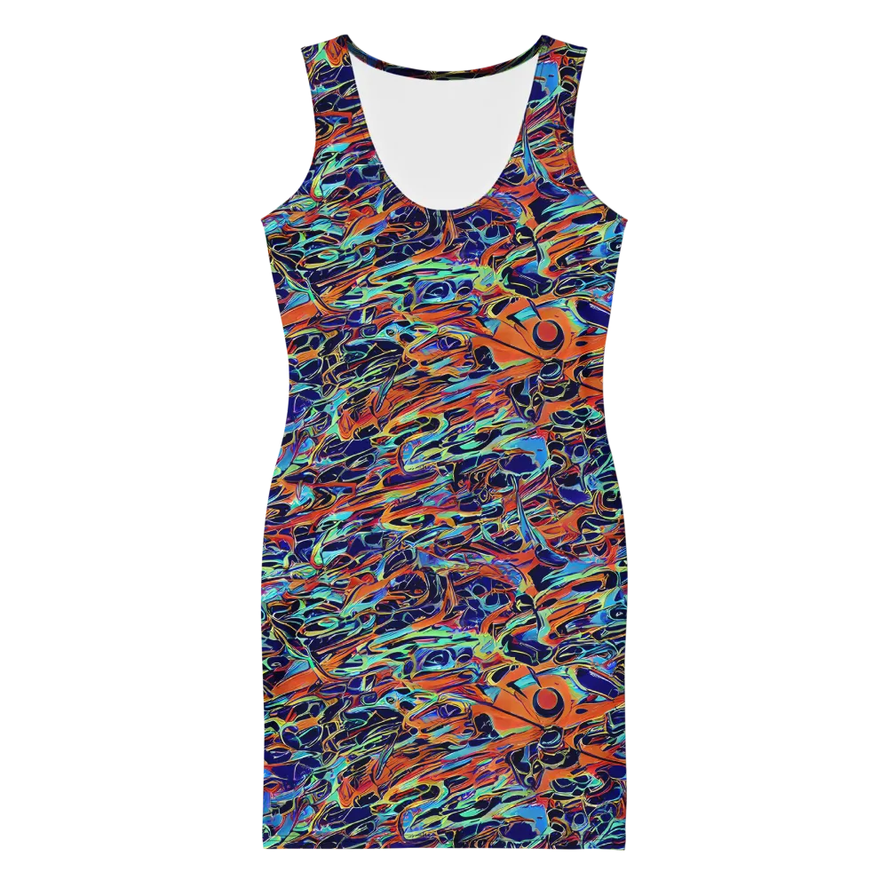 Tangerine Koi on Bodycon Dress — Front