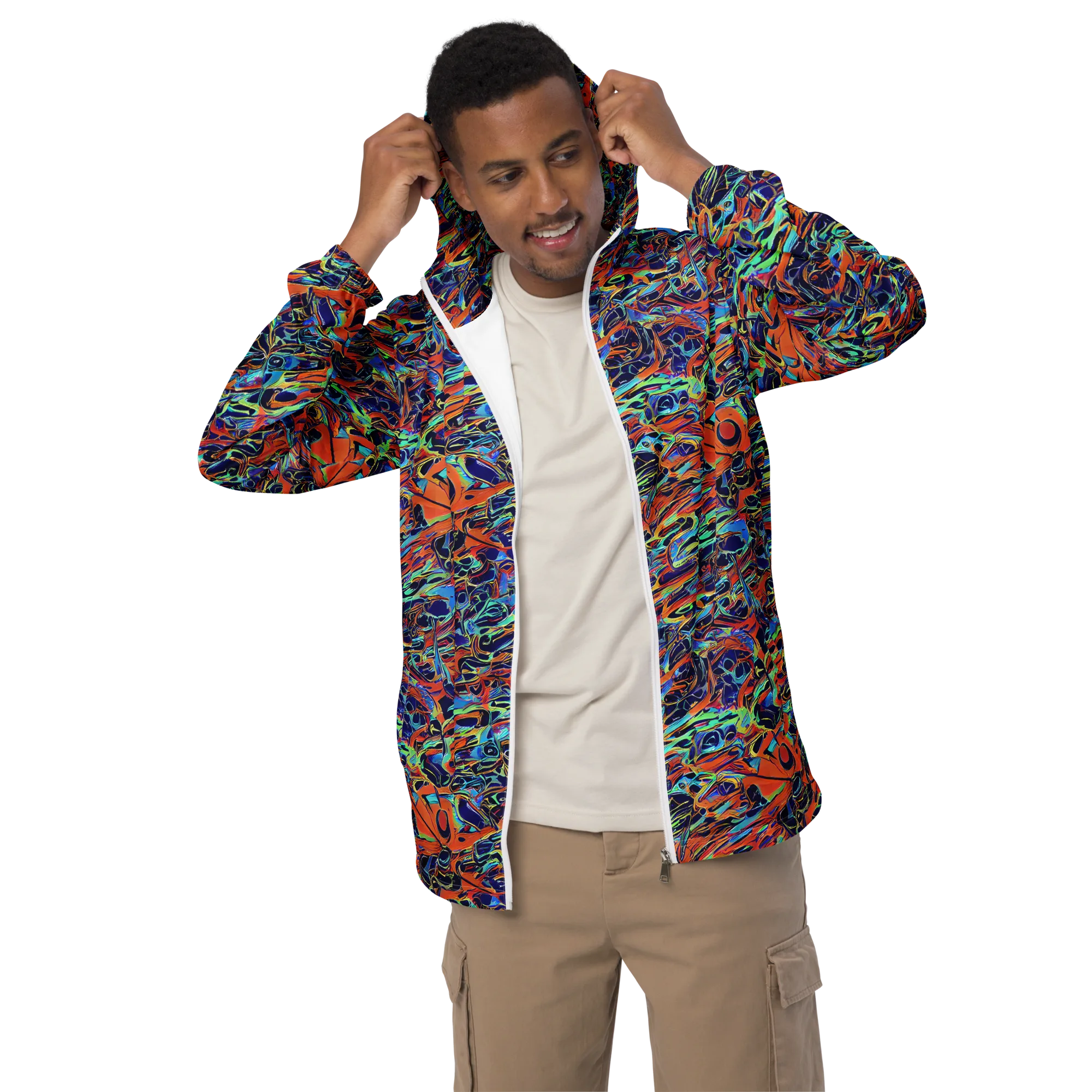 Tangerine Koi on Men's Windbreaker — Front