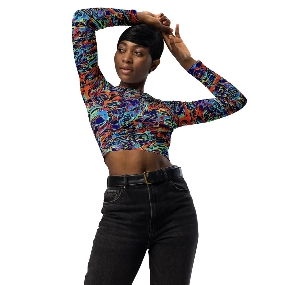 Tangerine Koi on Long Sleeve Crop Top — Front