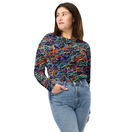 Tangerine Koi on a Long Sleeve Crop Top
