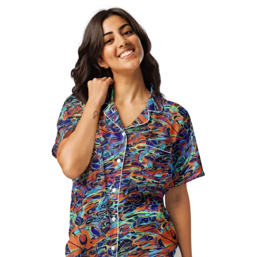 Tangerine Koi on a Women's Short Sleeve Pajama Top