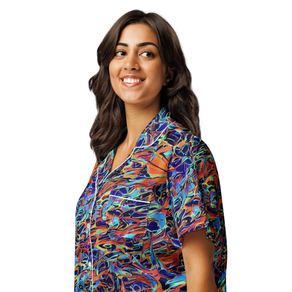 Tangerine Koi on Women's Short Sleeve Pajama Top — Left Front