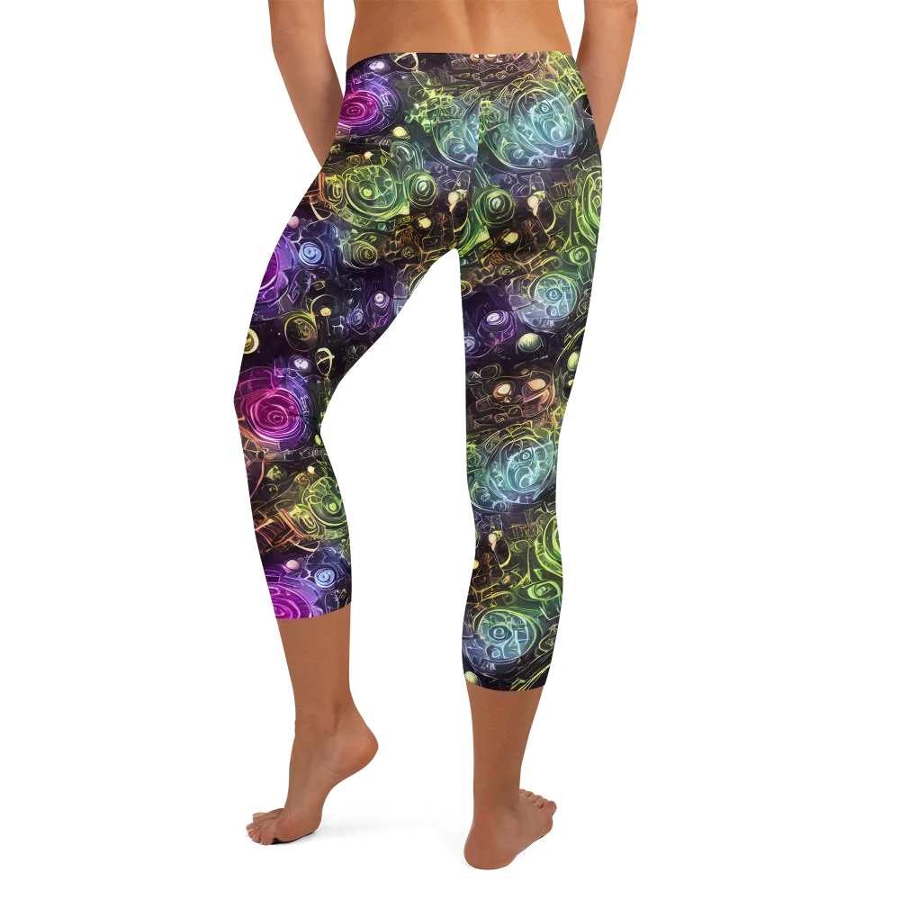 Neon Rosarium on Capri Leggings — Back
