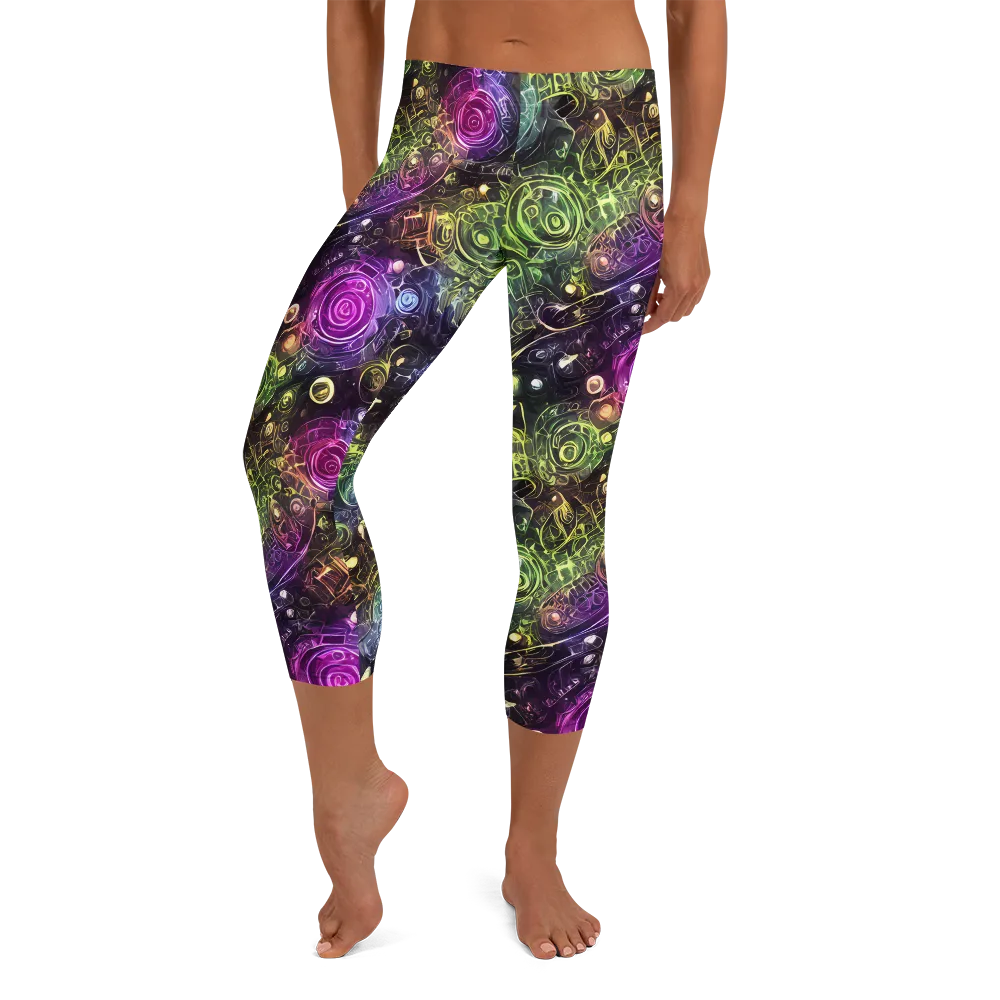 Neon Rosarium on Capri Leggings — Front
