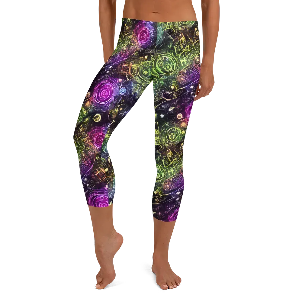 Neon Rosarium on Capri Leggings — Front