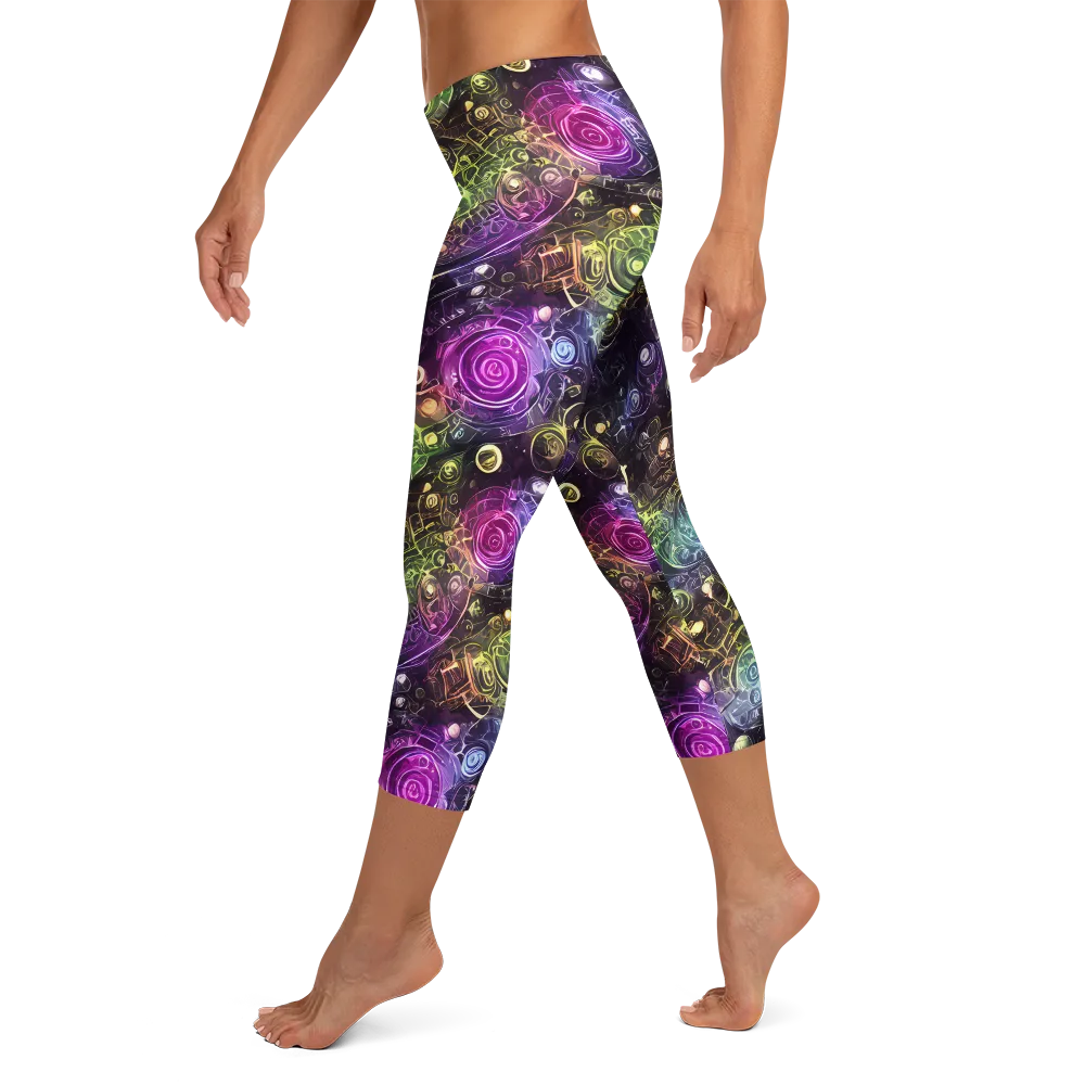 Neon Rosarium on Capri Leggings — Left