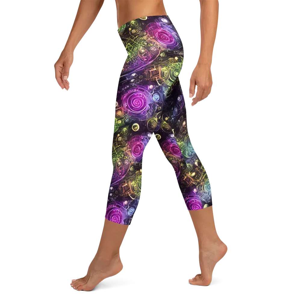 Neon Rosarium on Capri Leggings — Left