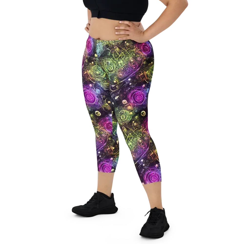 Neon Rosarium on Capri Leggings — Front