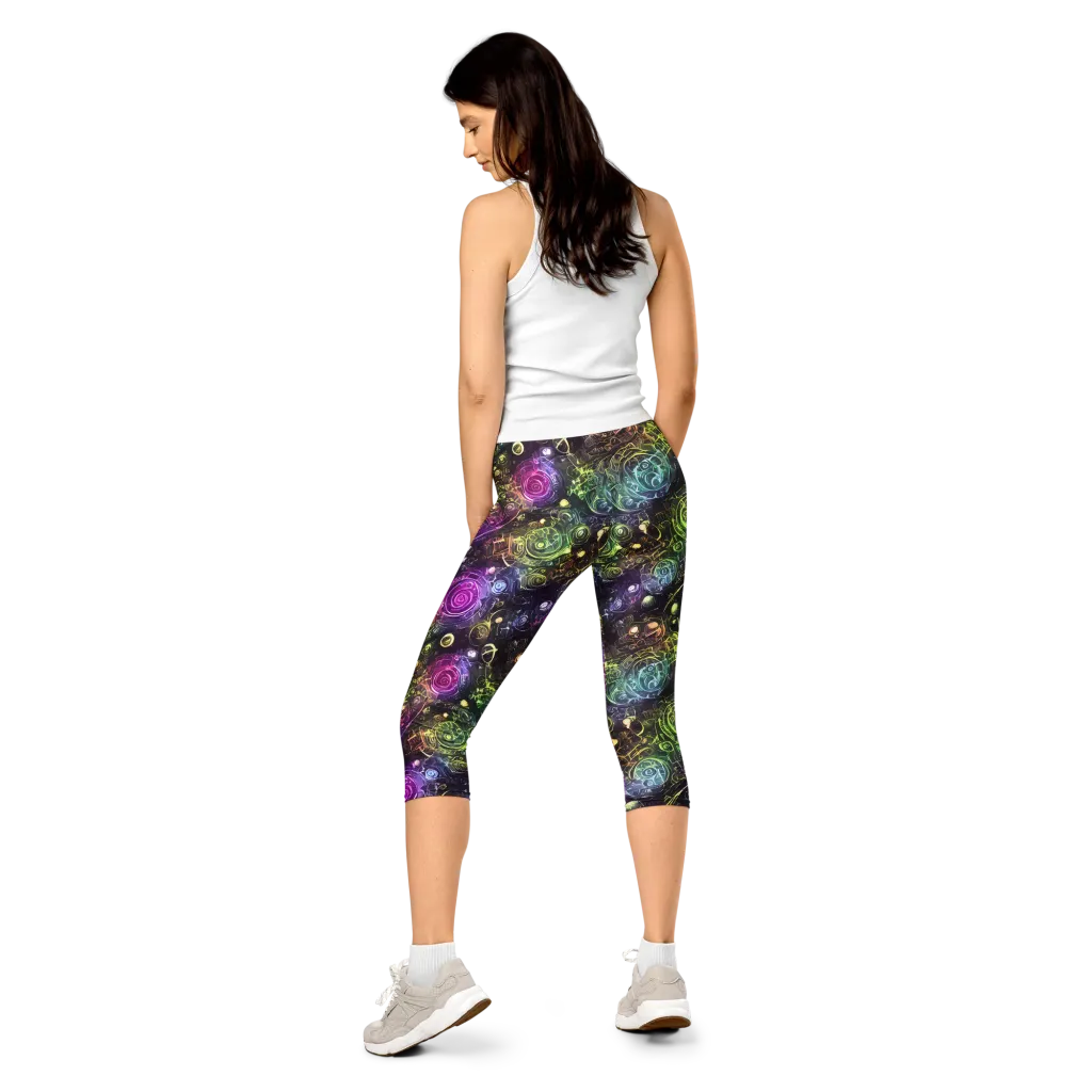 Neon Rosarium on Capri Leggings — Back