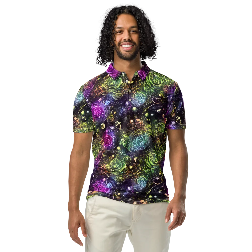 Neon Rosarium on Men's Slim Fit Polo Shirt — Front