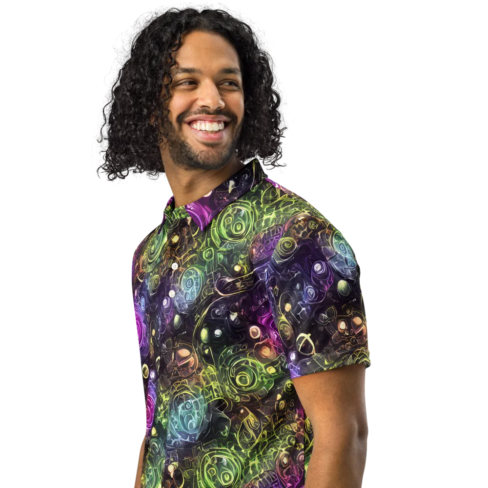 Neon Rosarium on Men's Slim Fit Polo Shirt — Left Front